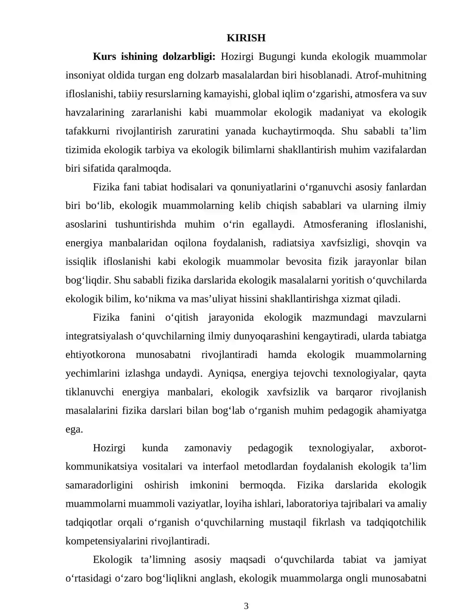 Ekologik muammolarni fizika darslarida o‘qitish metodikasi 2