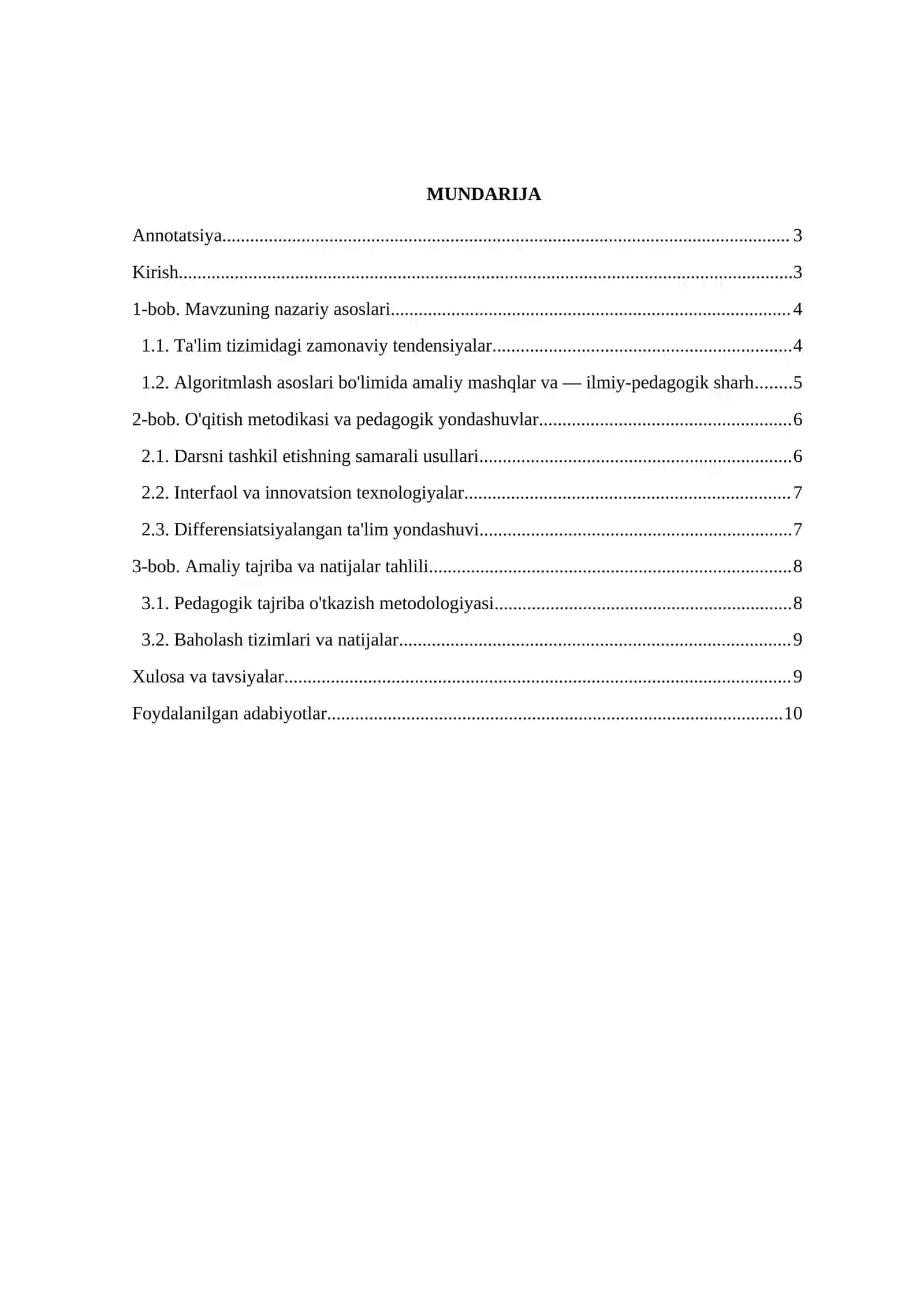 ALGORITHMLASH ASOSLARI BO'LIMIDA AMALIY MASHQLAR VA MASALALAR METODIKASI 2