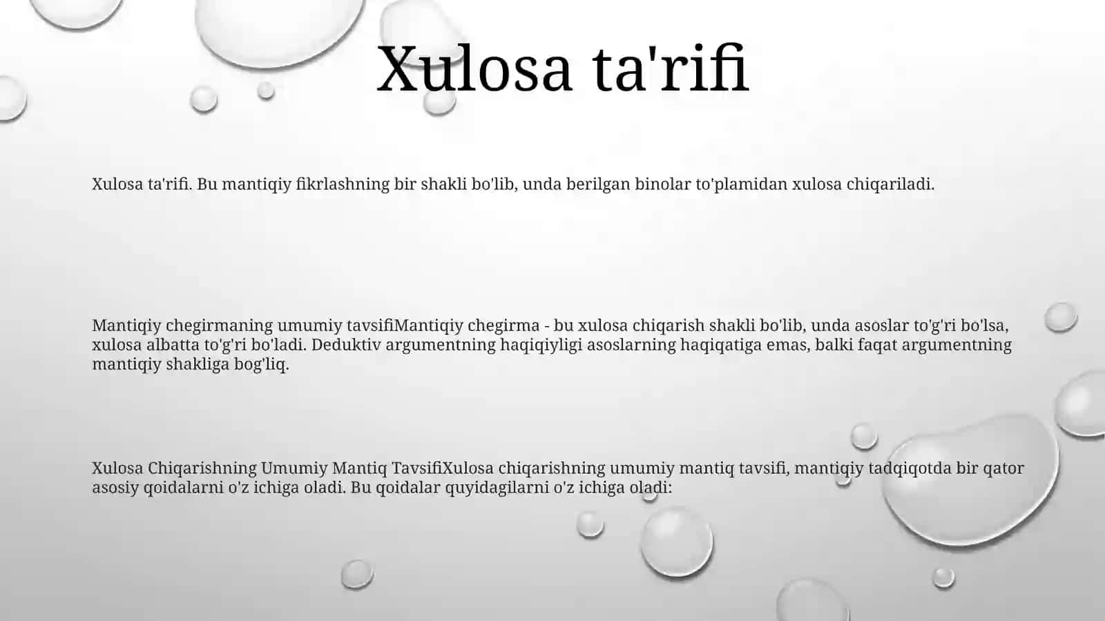 Xulosa Chiqarishning Umumiy Mantiq Tavsifi 2