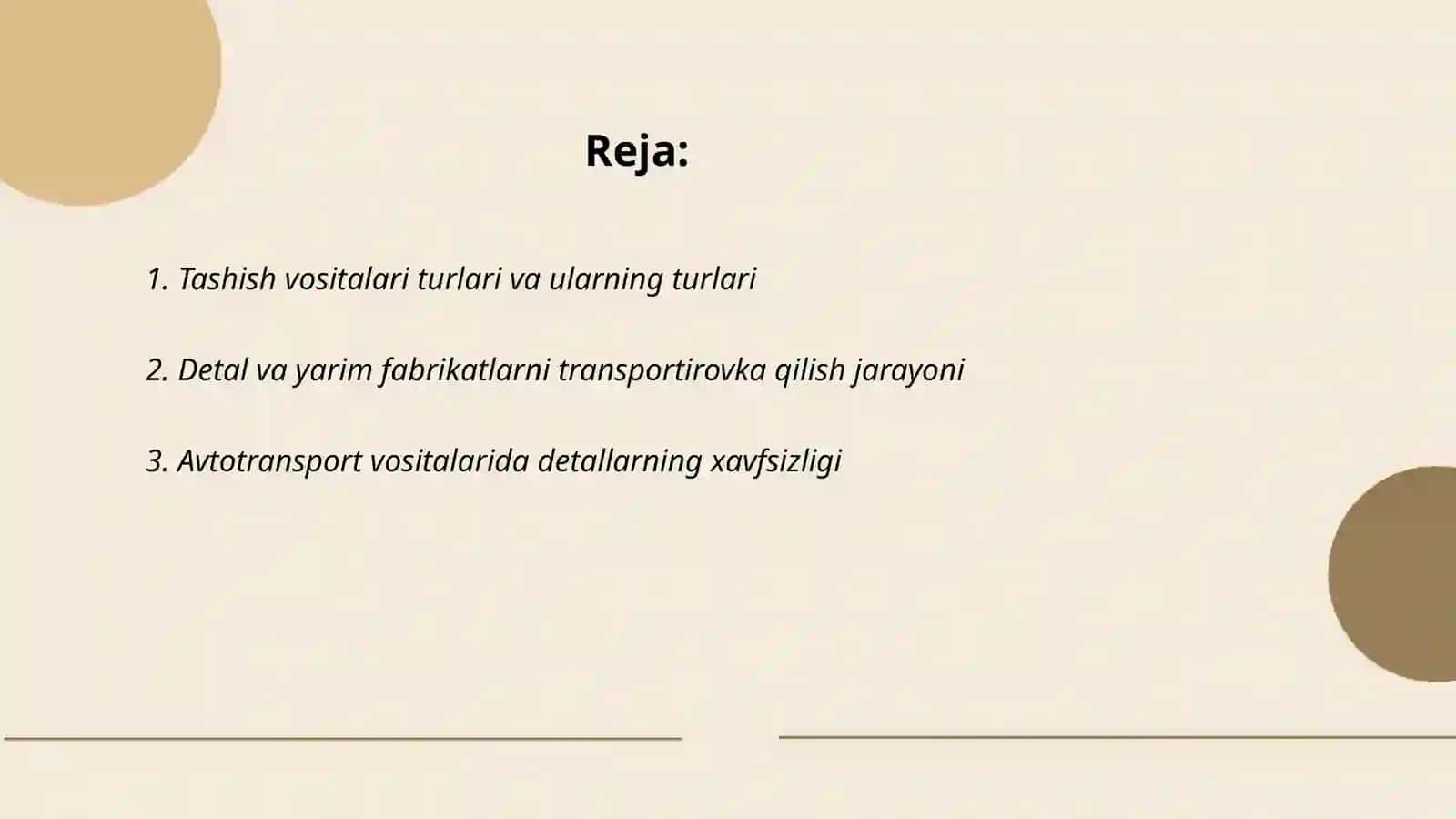 Detal va yarim fabrikatlarini tashish vositalari 2