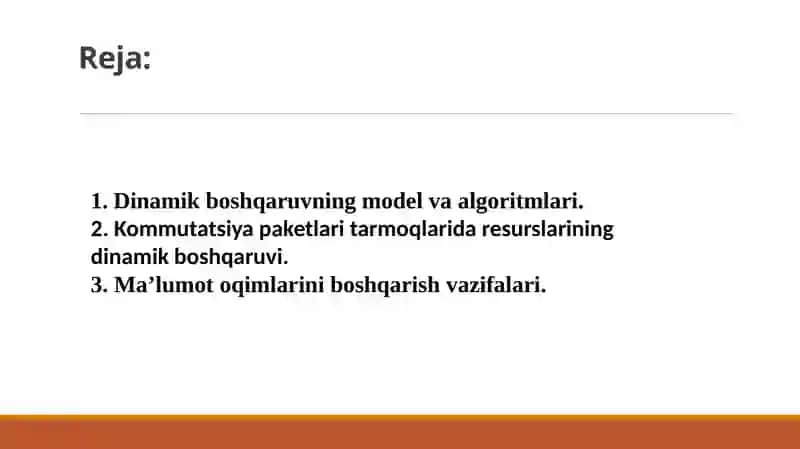 Dinamik boshqaruvning model va algoritmlari 2