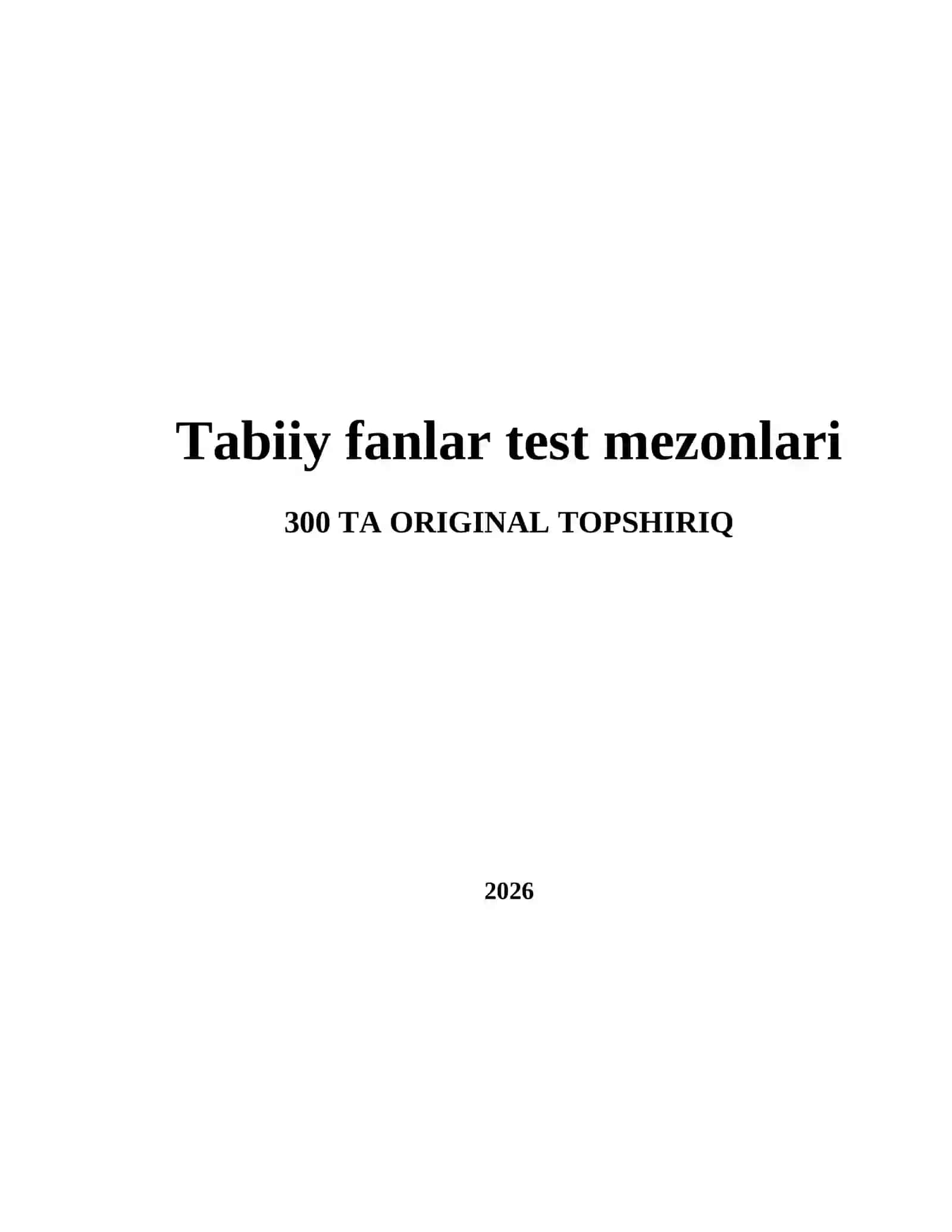 Tabiiy fanlar test mezonlari 2