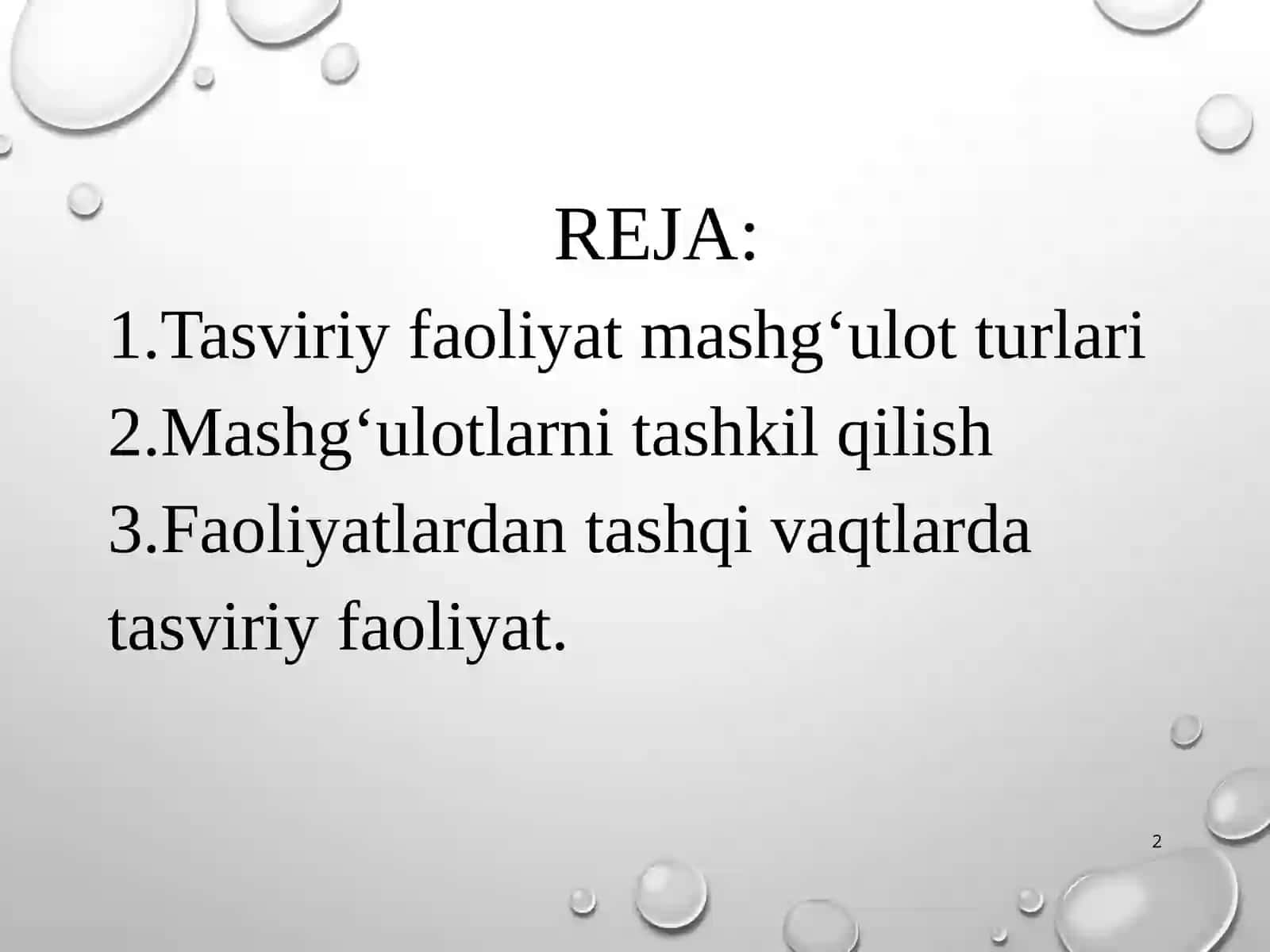 Tasviriy faoliyat mashg‘ulotlarini tashkil qilish 2