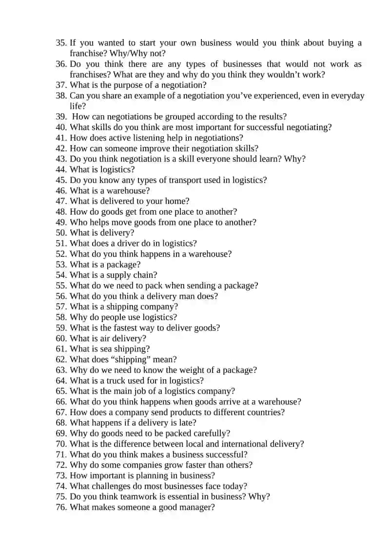 Questions for final exam 2