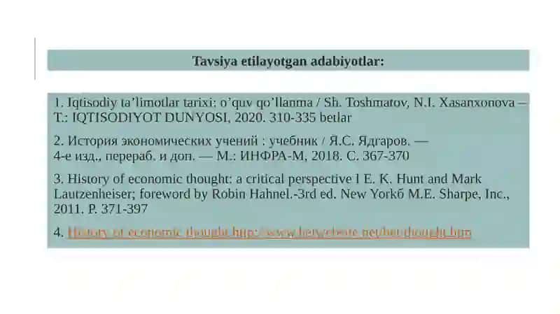 Iqtisodiy ta’limotlar tarixi: o’quv qo’llanma 2