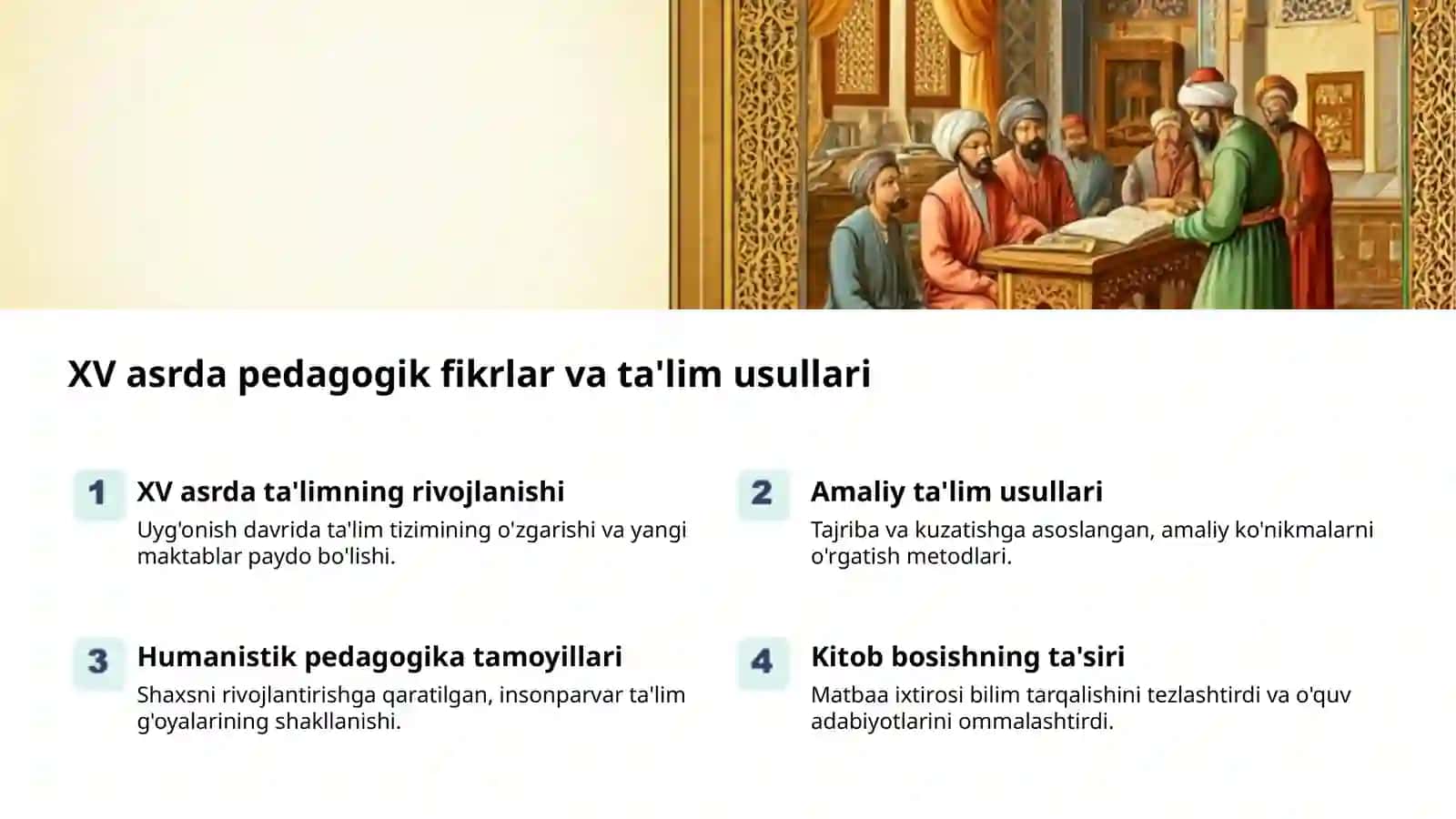 Movorounnahrda tarbiya va maktablar 2