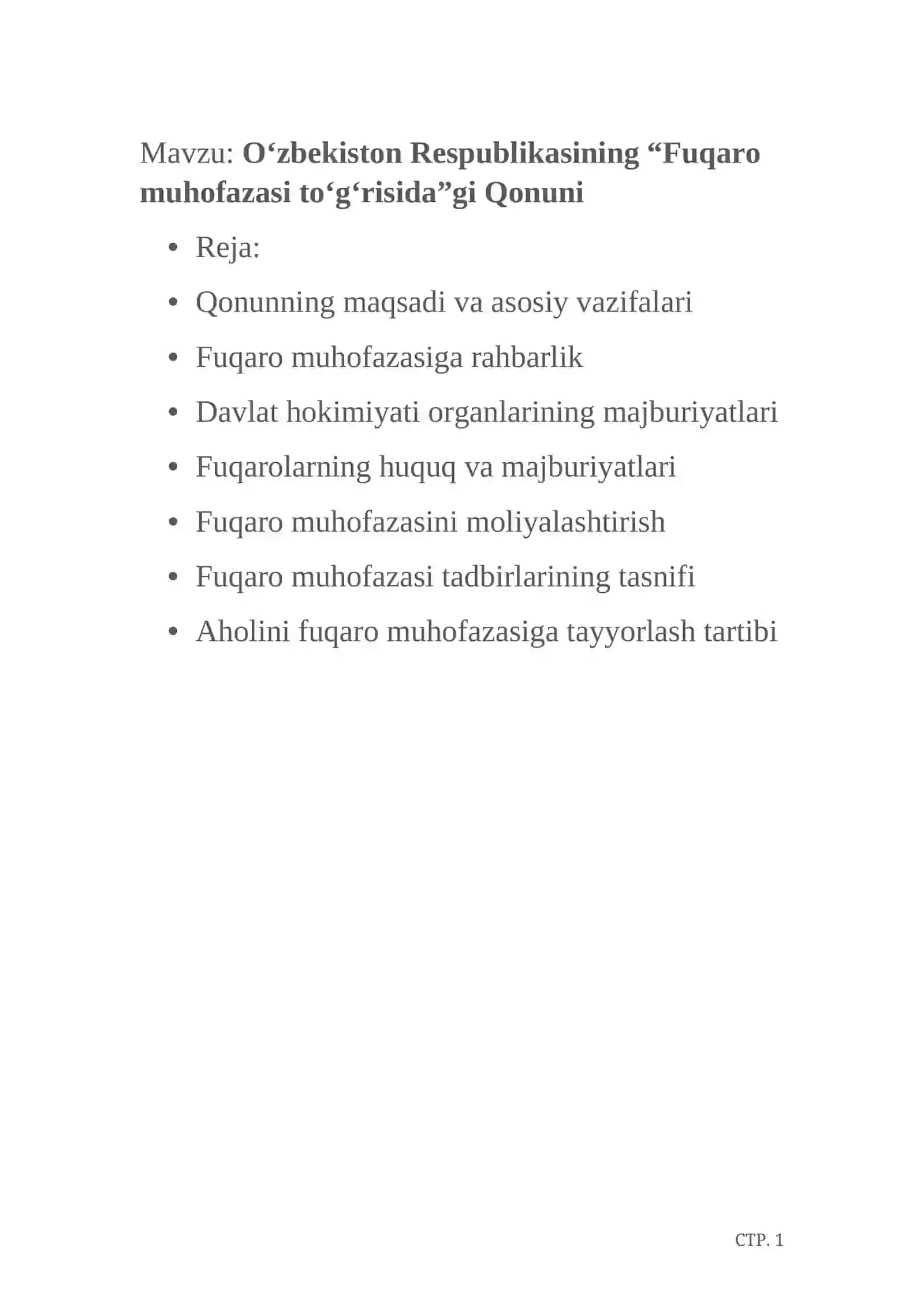 O‘zbekiston Respublikasining “Fuqaro muhofazasi to‘g‘risida”gi Qonuni 2