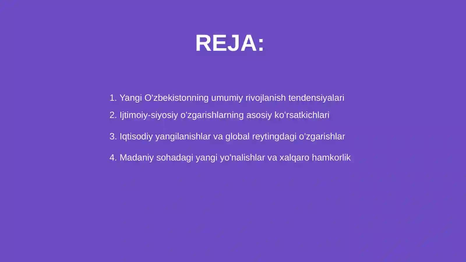 Yangi O'zbekiston ijtimoiy-siyosiy, iqtisodiy va madaniy hayotida ro'y berayotgan o'zgarishlarning xalqaro reyting va indekslarda aks etishi 2