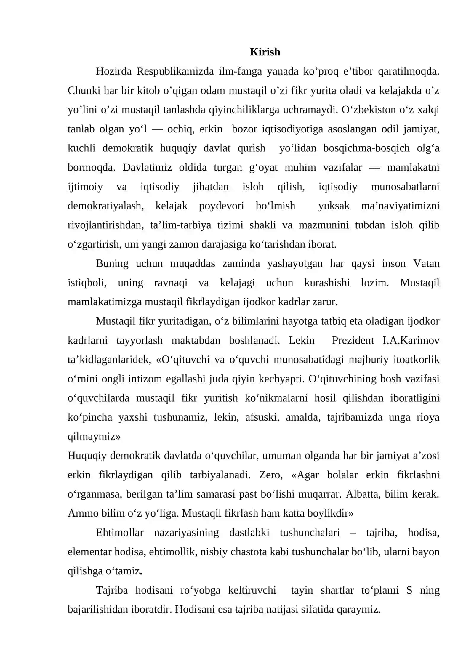 Ko’satkichli taqsimotning sonli xarakteristikalari 2