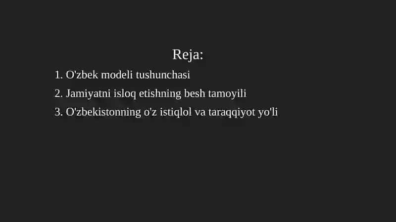 O`zbeistonningo`zigaxosistiqlolvataraqqiyotyo`li 2