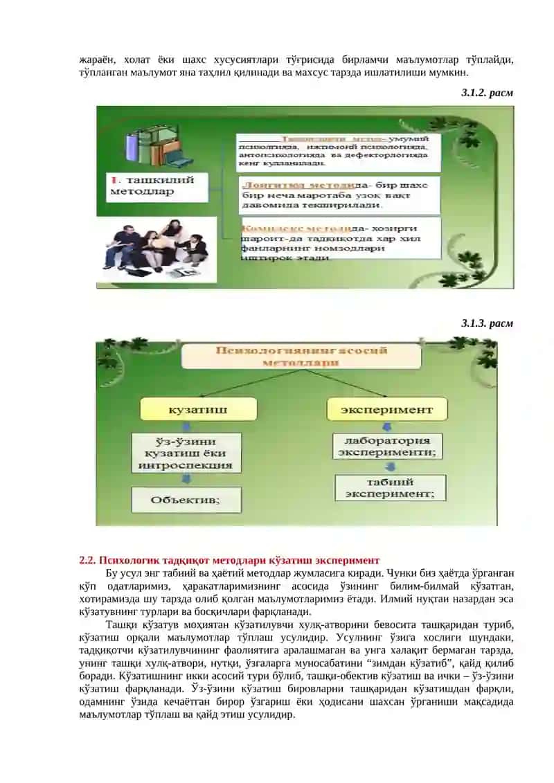 Психологиянинг Тадқикот Методлари ва Тармоқлари 2