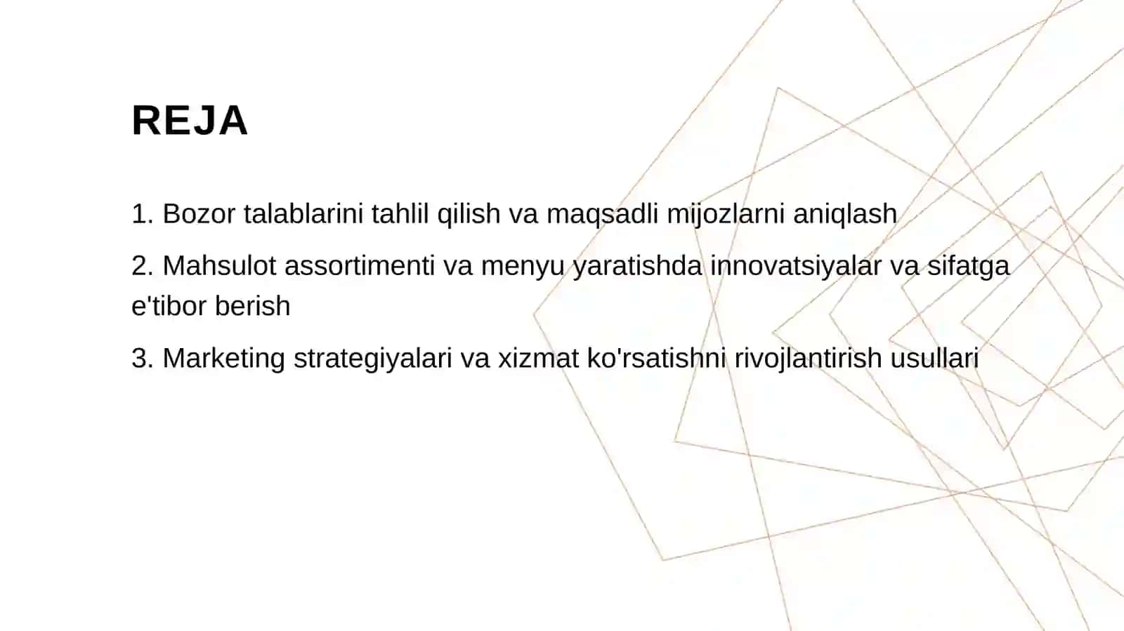 FASFOOD BIZNESINI YOʻLGA QOʻYISH 2