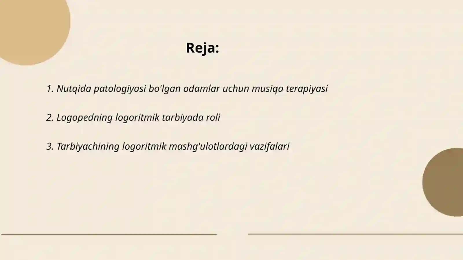 Nutqida patalogiyasi bor odamlar bilan logoritmik tarbiyani tashkil qilishda musiqa rahbari, logoped, tarbiyachining vazifalari haqida 2