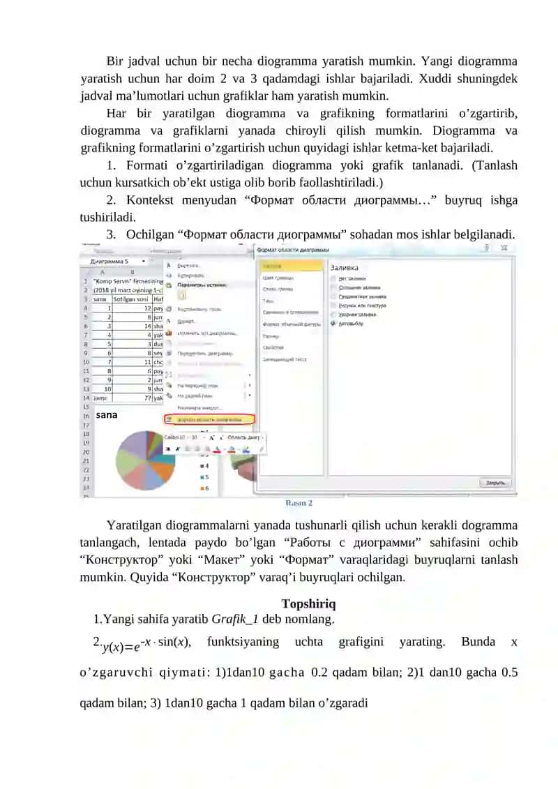 Elektron jadvallarda hisobotlarni vizuallashtirish texnologiyalari 2