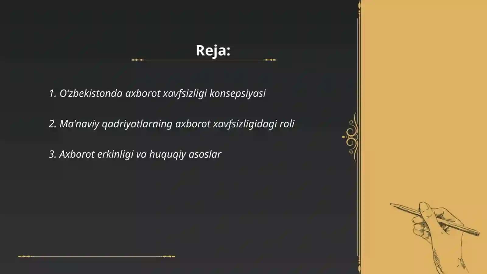 O'zbekistonda axborot xavfsizligining ma'naviy va huquqiy asoslari 2