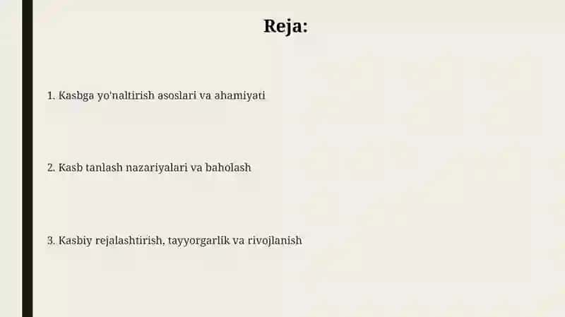 Kasb tanlashga yoʻnaltirish va kasb tanlash 2