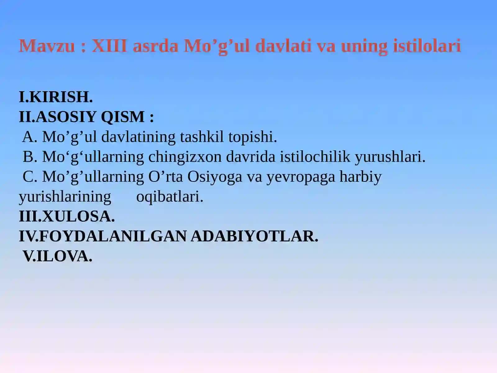 URDU TARIX FAKULTETI 191-GURUH TALABASI AMINOV ALISHERNING “JAHON TARIXI” FANIDAN TAYYORLAGAN TAQDIMOTI 2