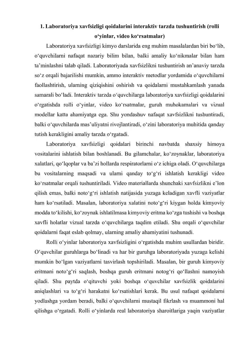 Kimyo darslarida laboratoriya tajribalarini tashkil etish metodikasi 2