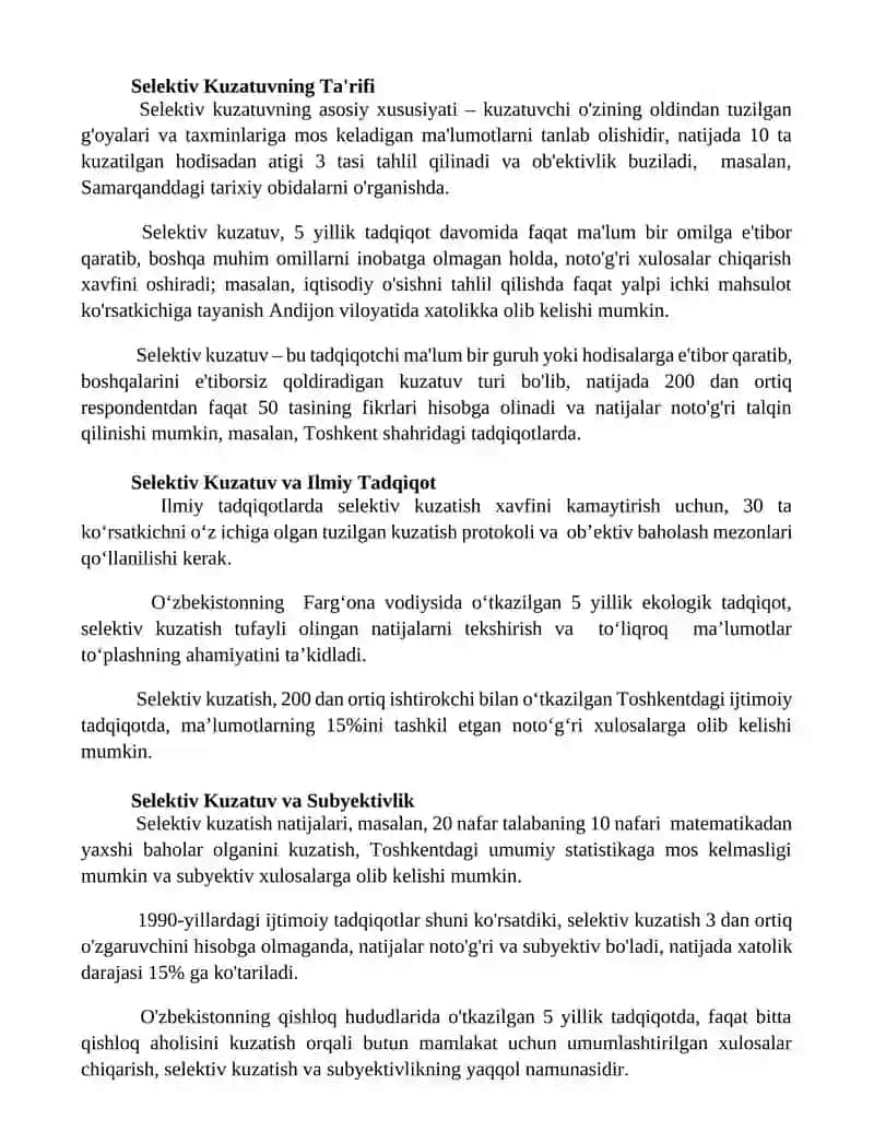 Selektiv Kuzatuv va Ob'ektivlik 2