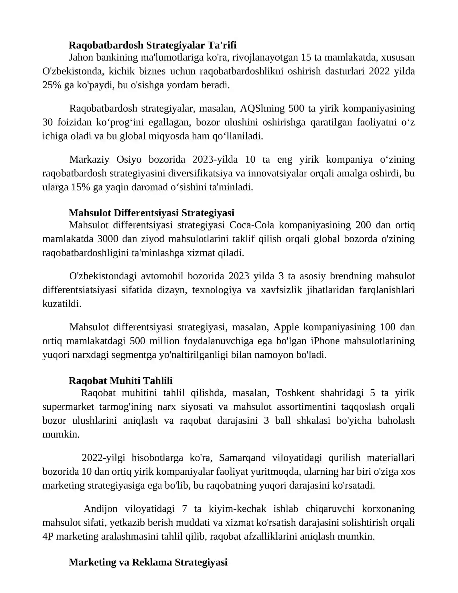 Raqobatli strategiyalar 2