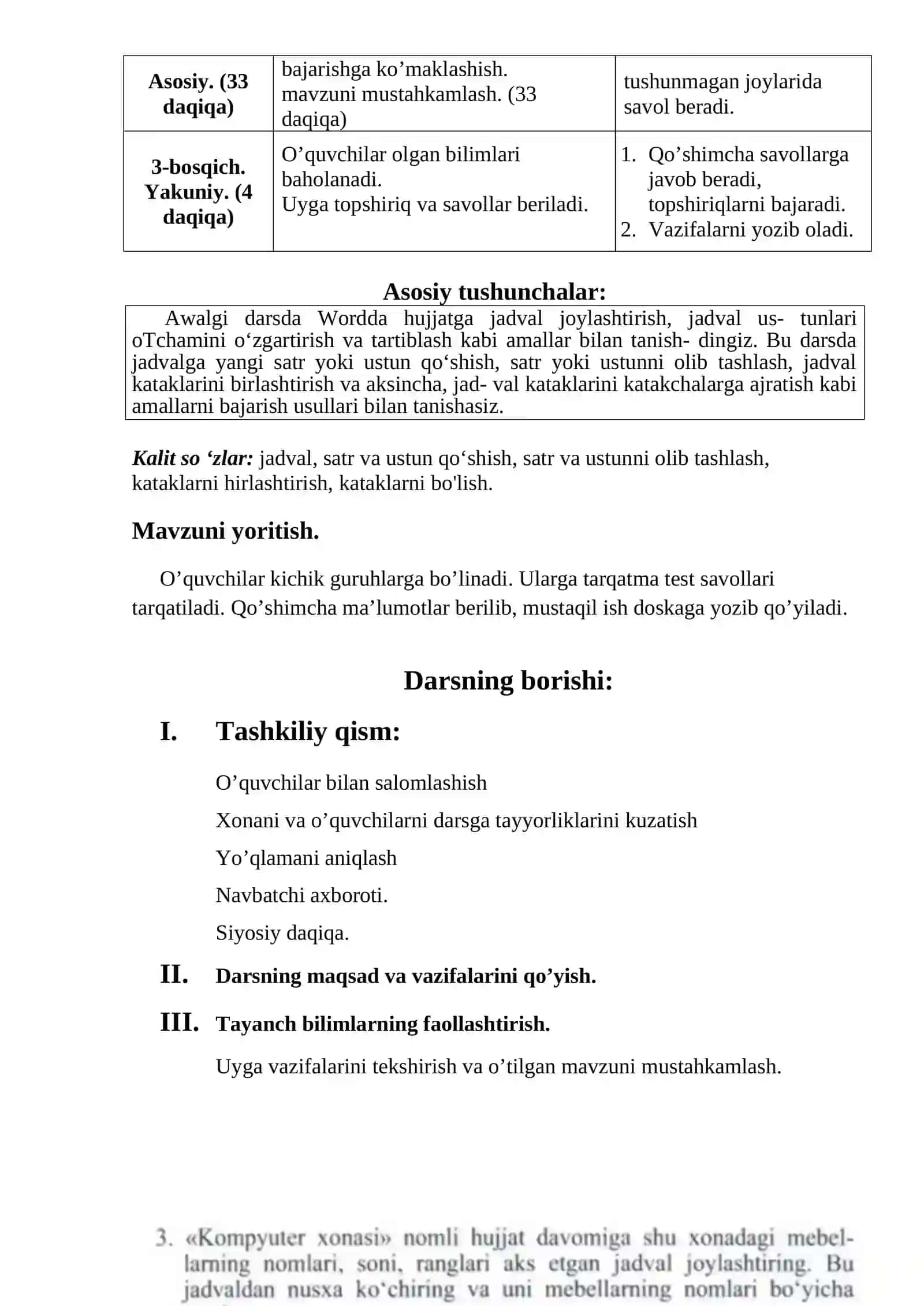 Wordda jadvallar ustida amallar 2