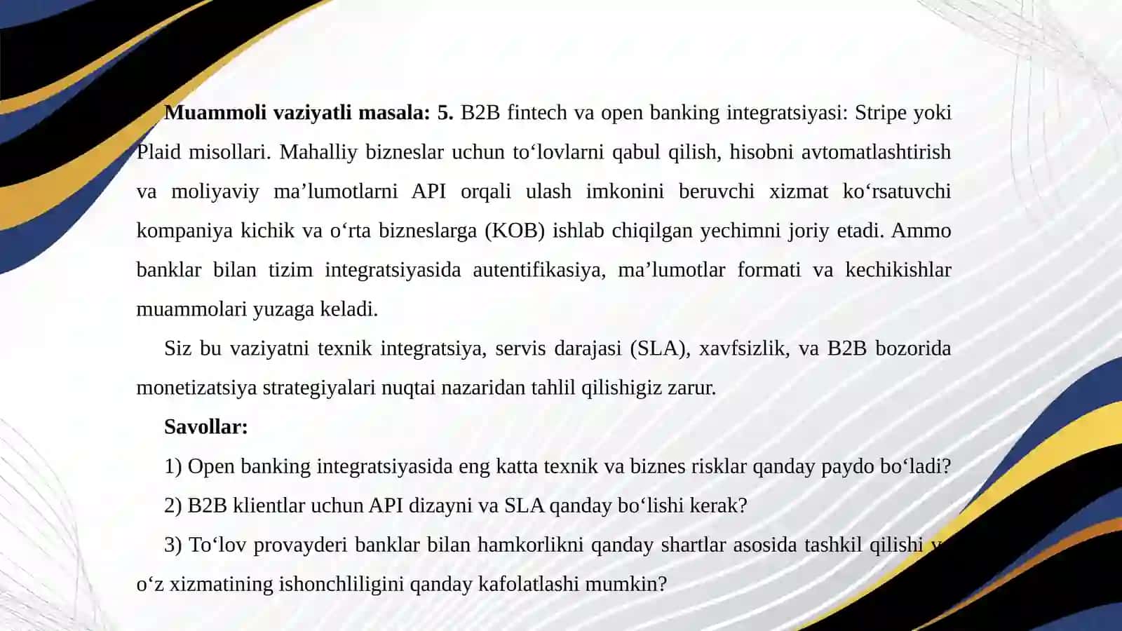 “RAQAMLI MOLIYA” FANIDAN TAQDIMOTI 2