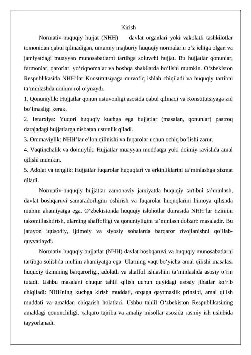 Normativ-huquqiy hujjatlarning vaqt va hududda amal qilishi 2
