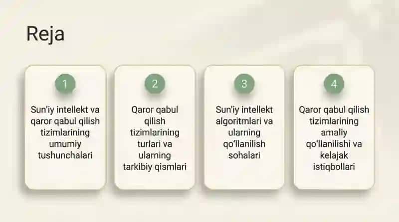 Sunʼiy intellektda qaror qabul qilish tizimlari 2