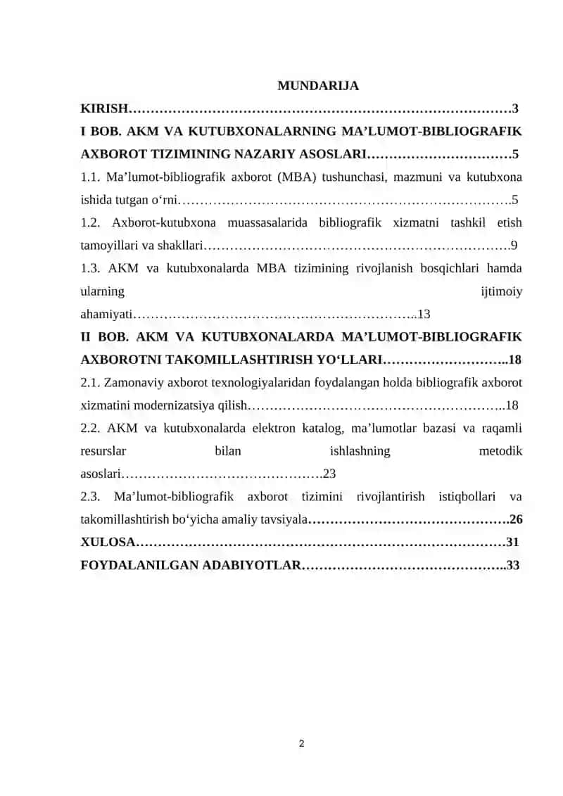 AKM va kutubxonalarning MBA tashkil etish va takomillashtirish 2