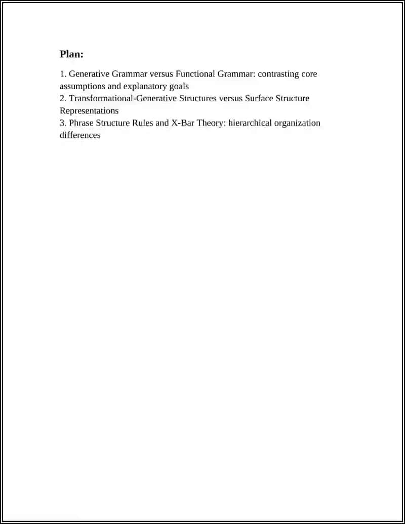 Generative Grammar versus Functional Grammar 2