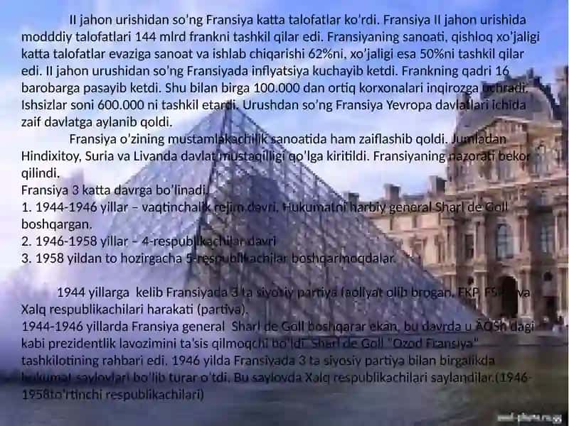 Fransiya II jahon urushidan keyingi ahvoli 2