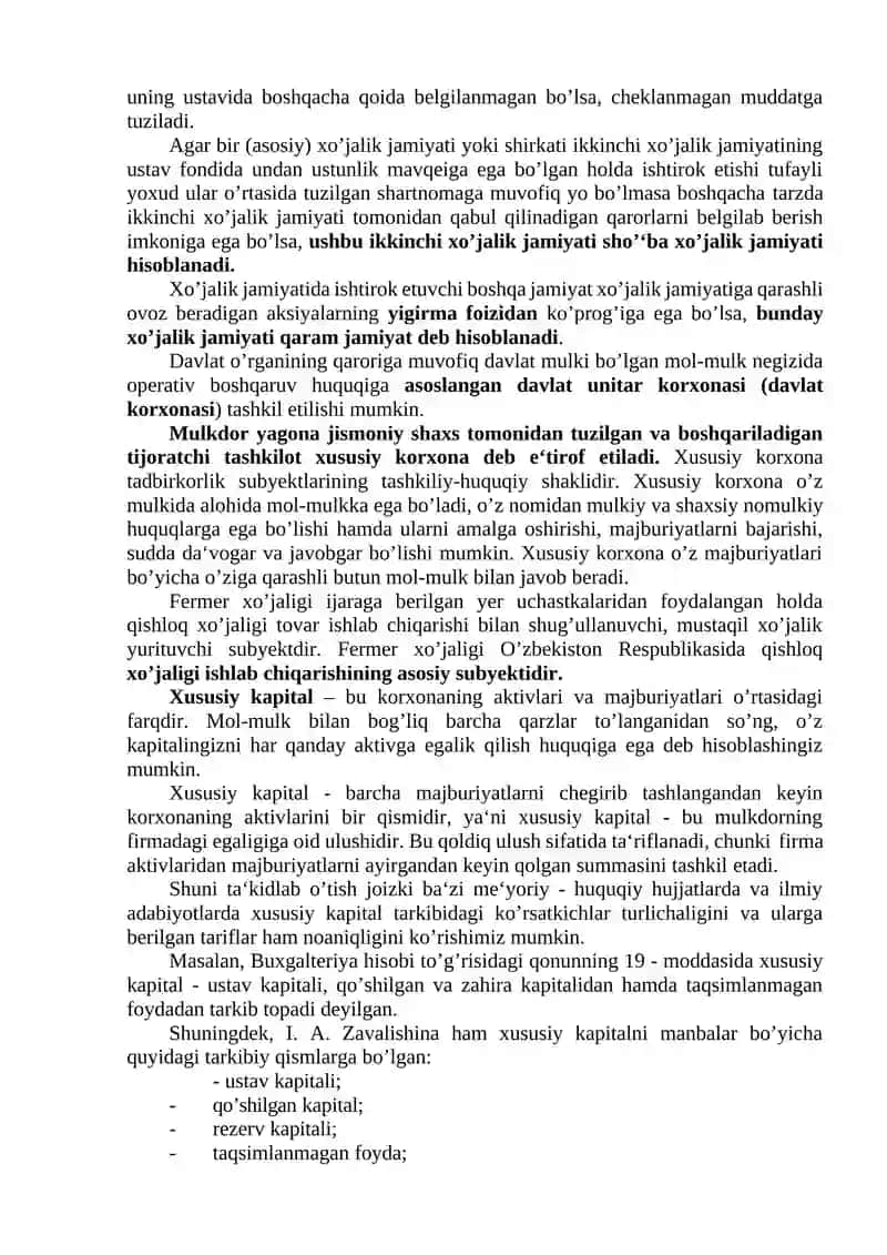 Xususiy kapital hisobi 2