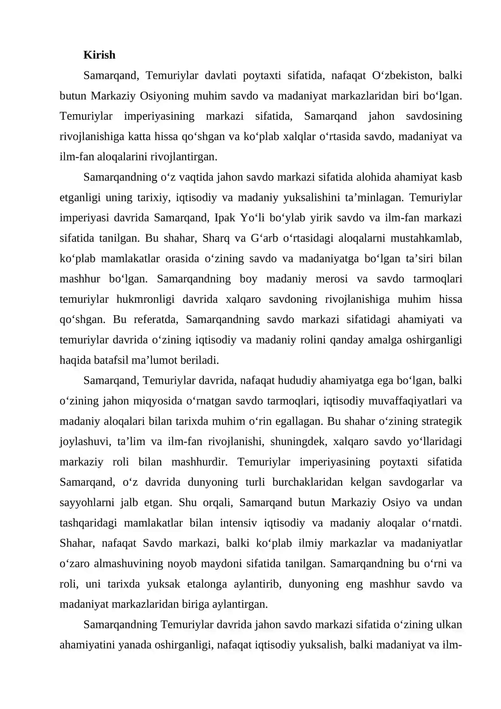 Temuriylar davlatida Samarqand - Jahon savdo markazi 2