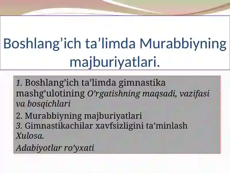 Boshlang’ich ta’limda Murabbiyning majburiyatlari 2