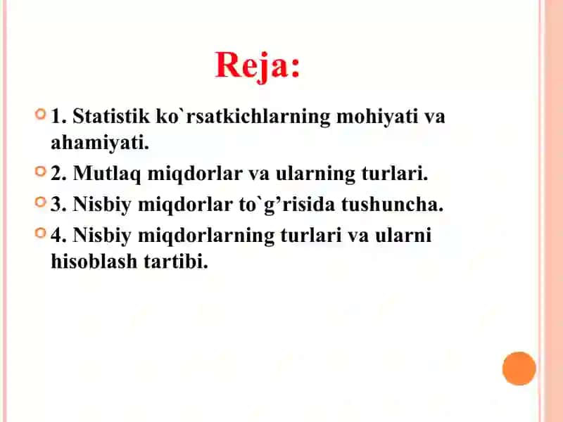 Tasviriy statistika ko’rsatkichlari 2