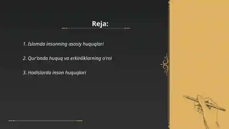 Islomda inson huquq va erkinliklarini ta'minlanishining o`ziga xos jihatlar 2