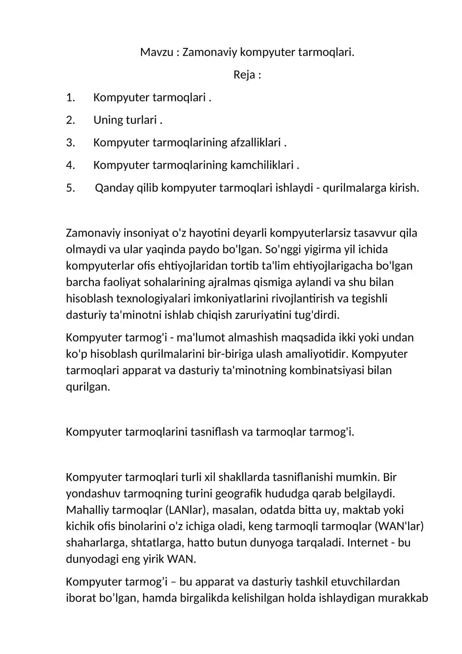 Zamonaviy kompyuter tarmoqlari 2