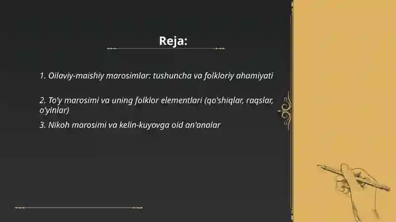 Oilaviy-maishi marosimlar folklori haqida taqdimot 2