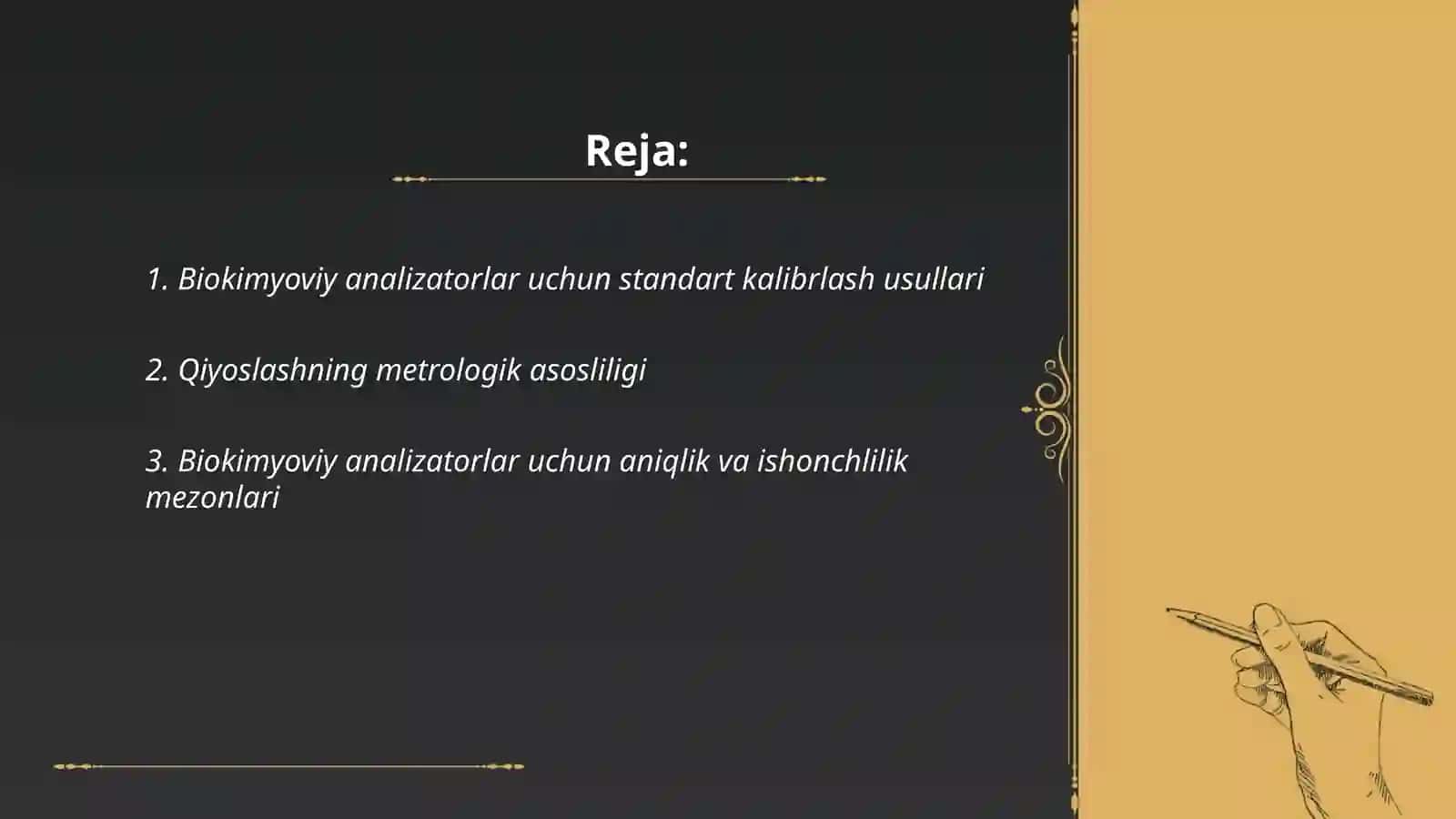 Biokimyoviy analizatorlarni qiyoslash va kalibrlash usullari va vositalari 2
