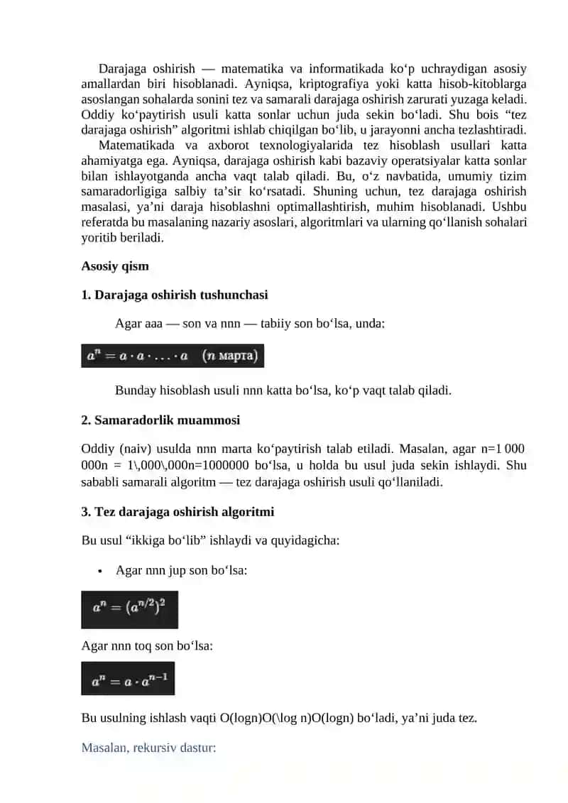 Tez darajaga oshirish 2