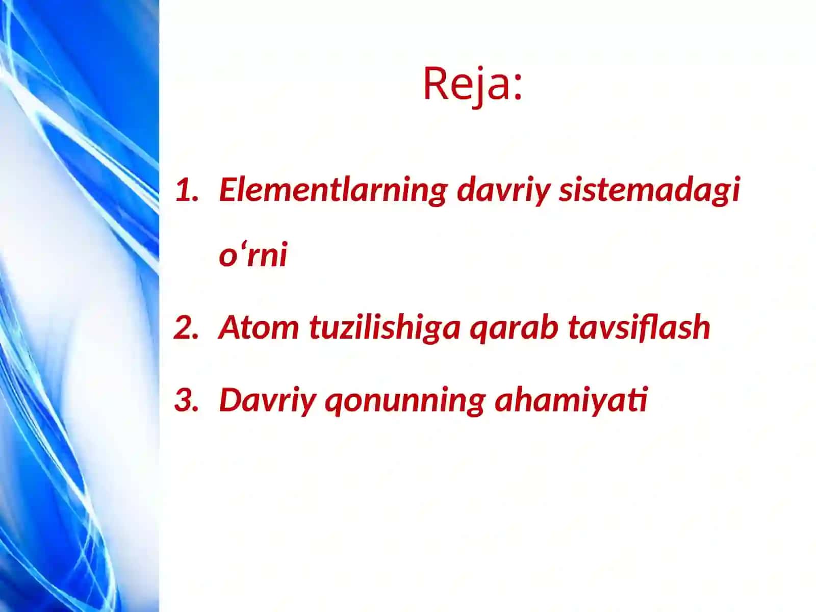 Elementlarning davriy sistemadagi o‘rni va atom tuzilishi 2