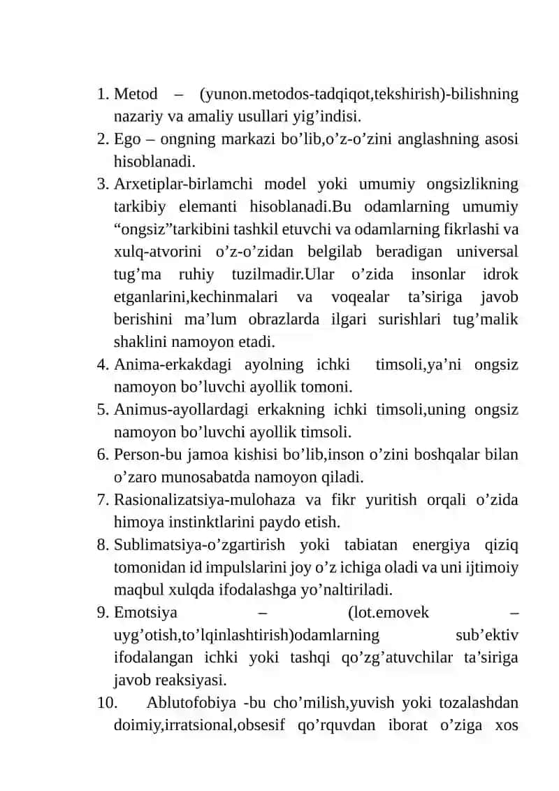 SHAXS PSIXOLOGIYASI BO’YICHA GLOSSARIY 2
