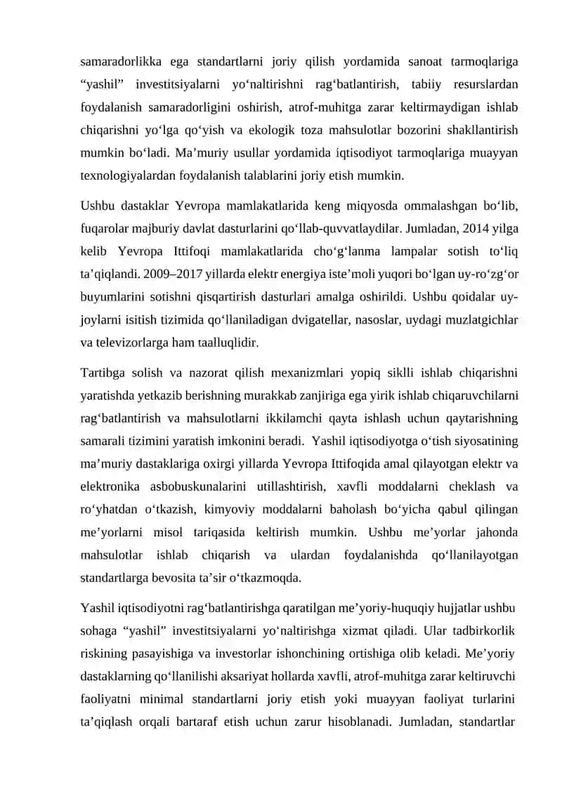 YASHIL IQTISODIYOTDA FOYDALANILADIGAN DASTAKLAR VA MEXANIZMLAR. 2