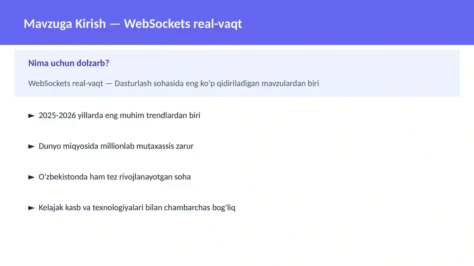 WebSockets real-vaqt 2
