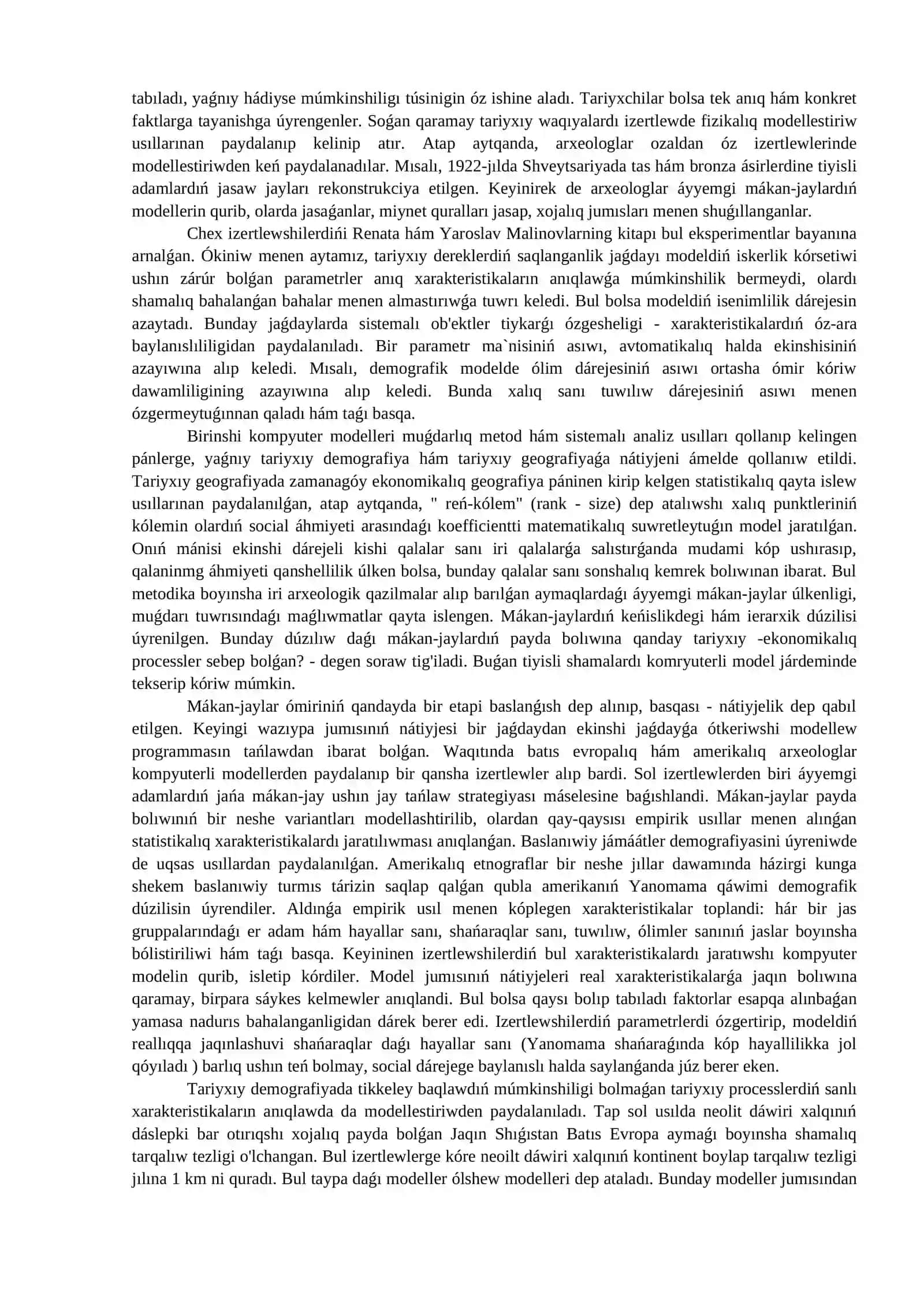 12 -Lekciya: Tarixiy proceslerdi modellestiriw hám qayta tiklew 2