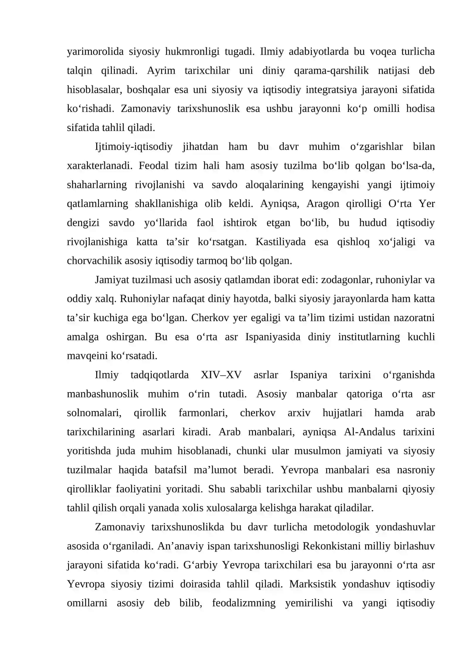 XIV-XV asrlarda Ispaniya tarixiga oid ilmiy tadqiqotlar mavzusi yuzasidan tezis 2