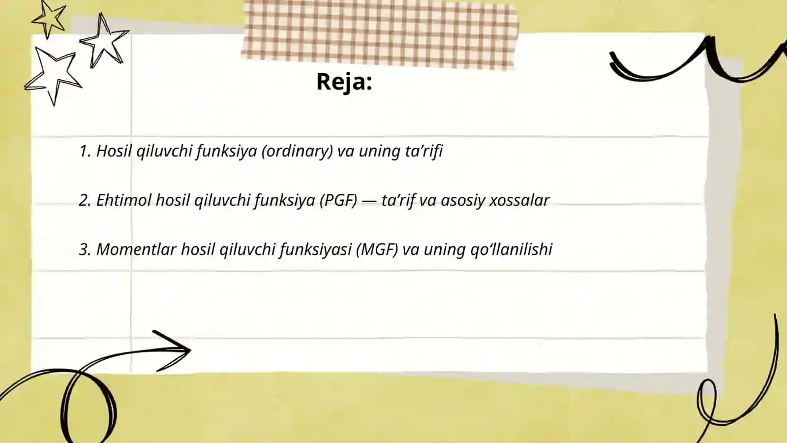 Hosil qiluvchi funksiyalar.Ehtimollarning polinomial taqsimoti 2