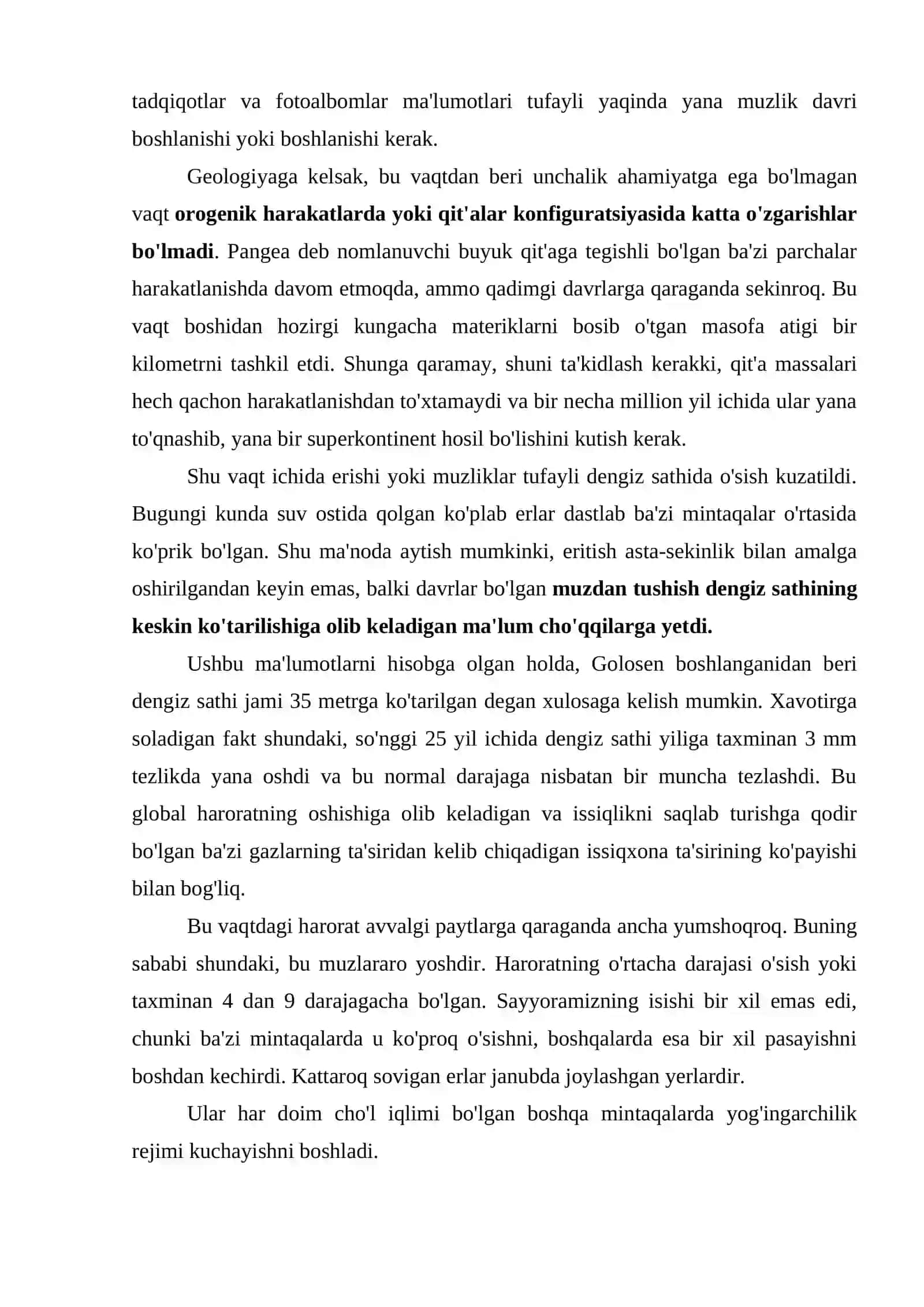 Golotsen davri iqlimi va tabiiy sharoiti 2