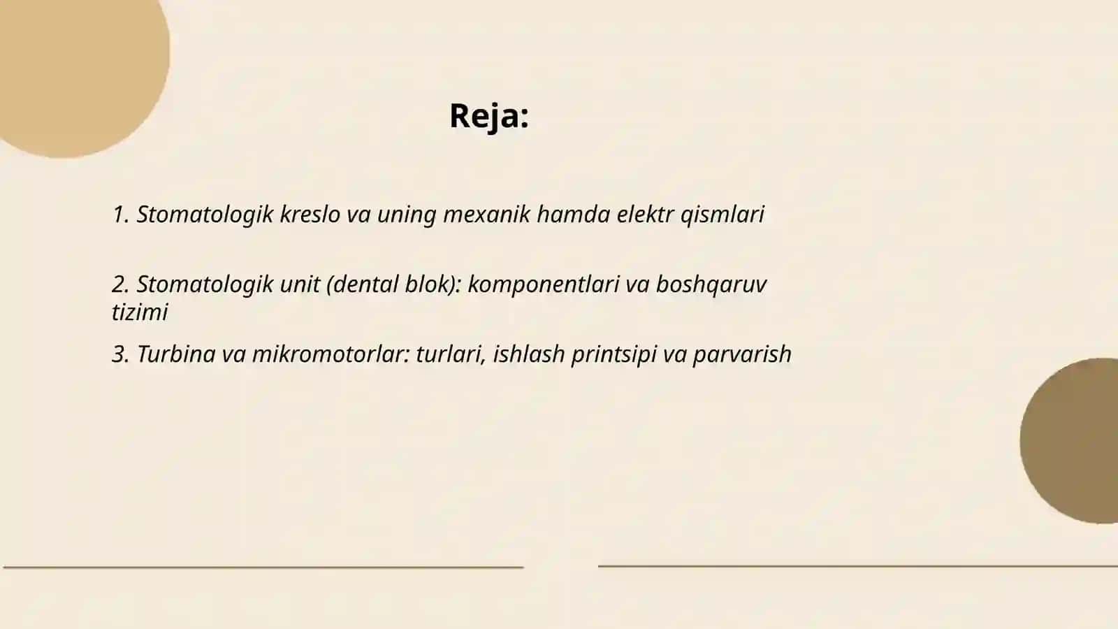 Stomatalogiya xonalarining jihozlari.Asosiy dental uskunalar va qoshimcha vositalar 2