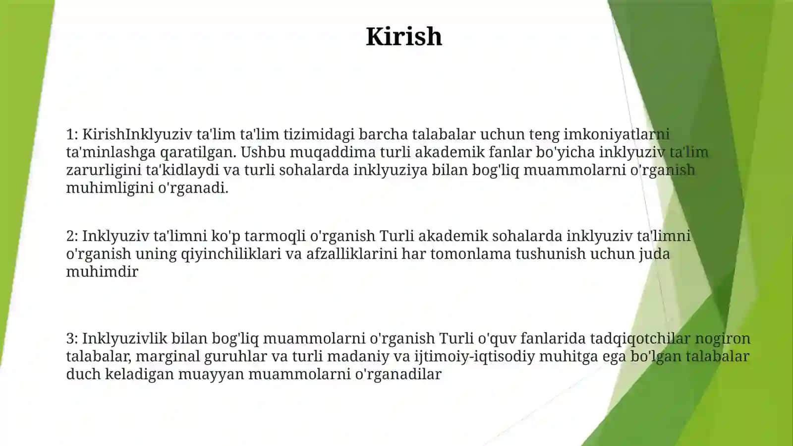 Turli Yo‘Nalishdagi Ilmiy Tadqiqotlarda Inklyuziv Ta’Lim MuammolariniO‘Rganish 2